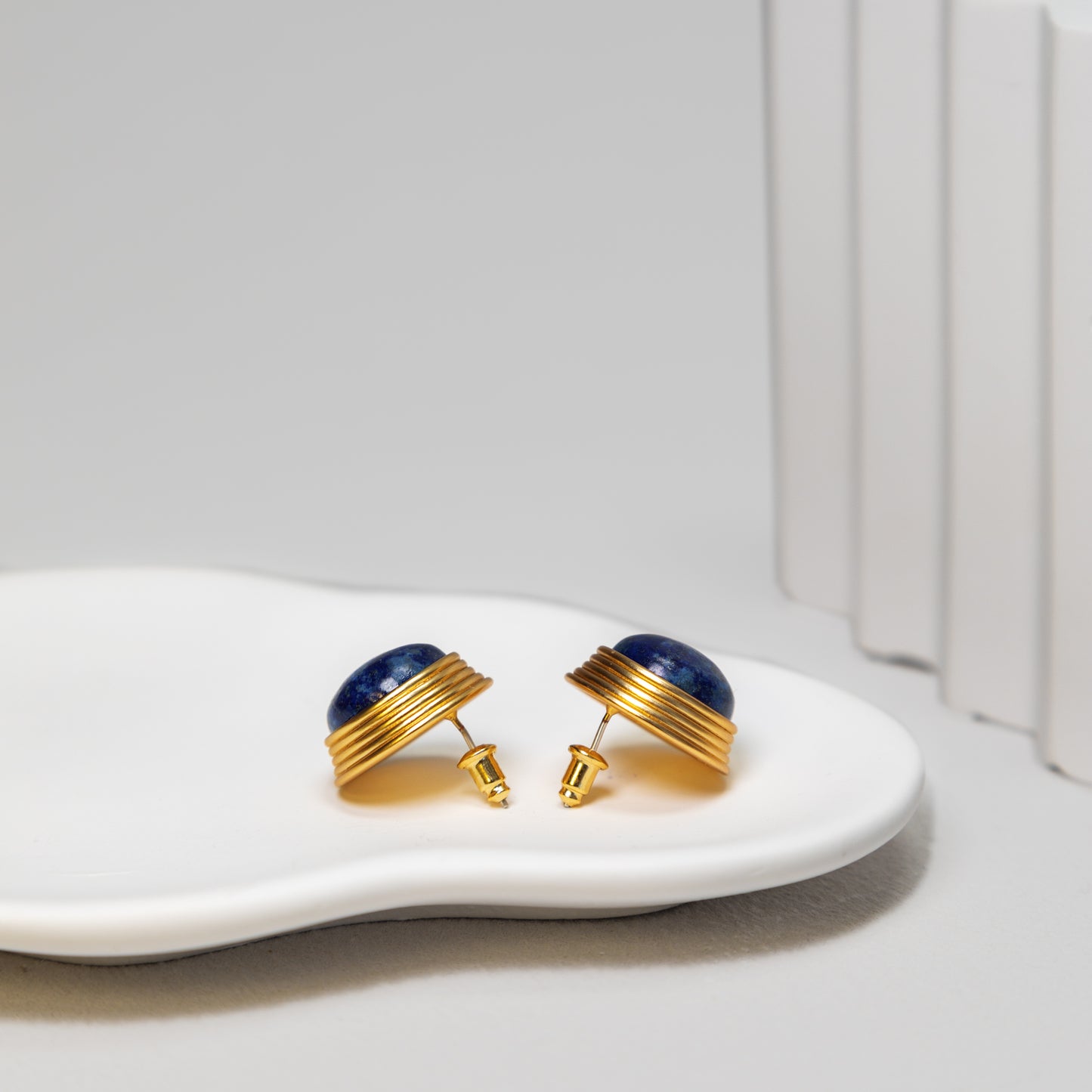 Round Lapis Earrings