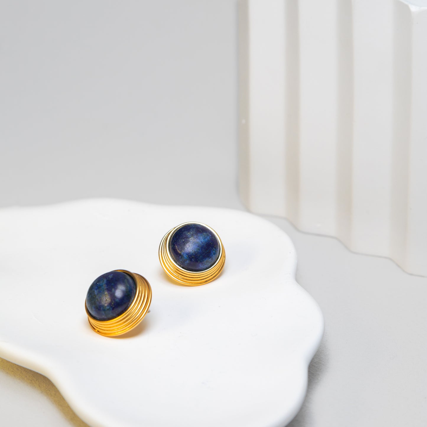 Round Lapis Earrings