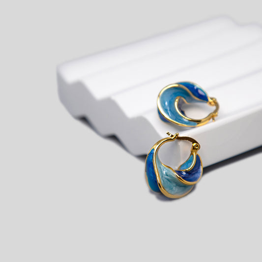 Enamelled Spiral Earrings