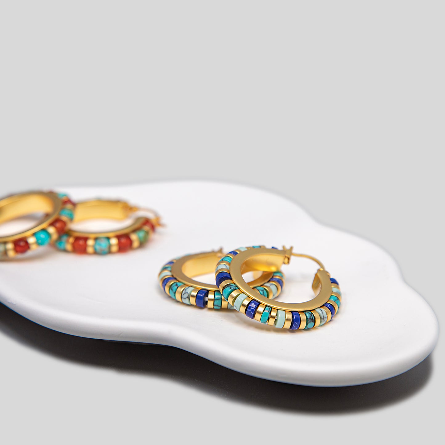 Turquoise Beaded Hoops Earrings