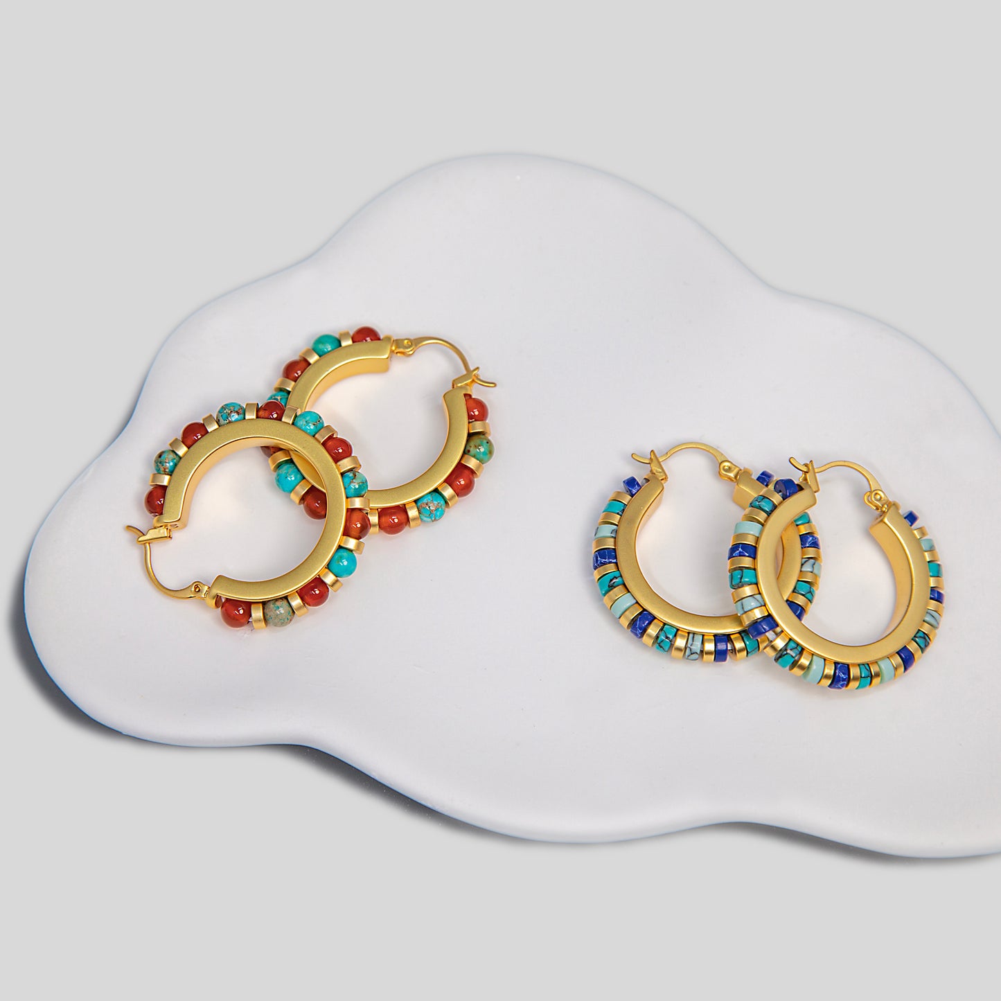 Turquoise Beaded Hoops Earrings