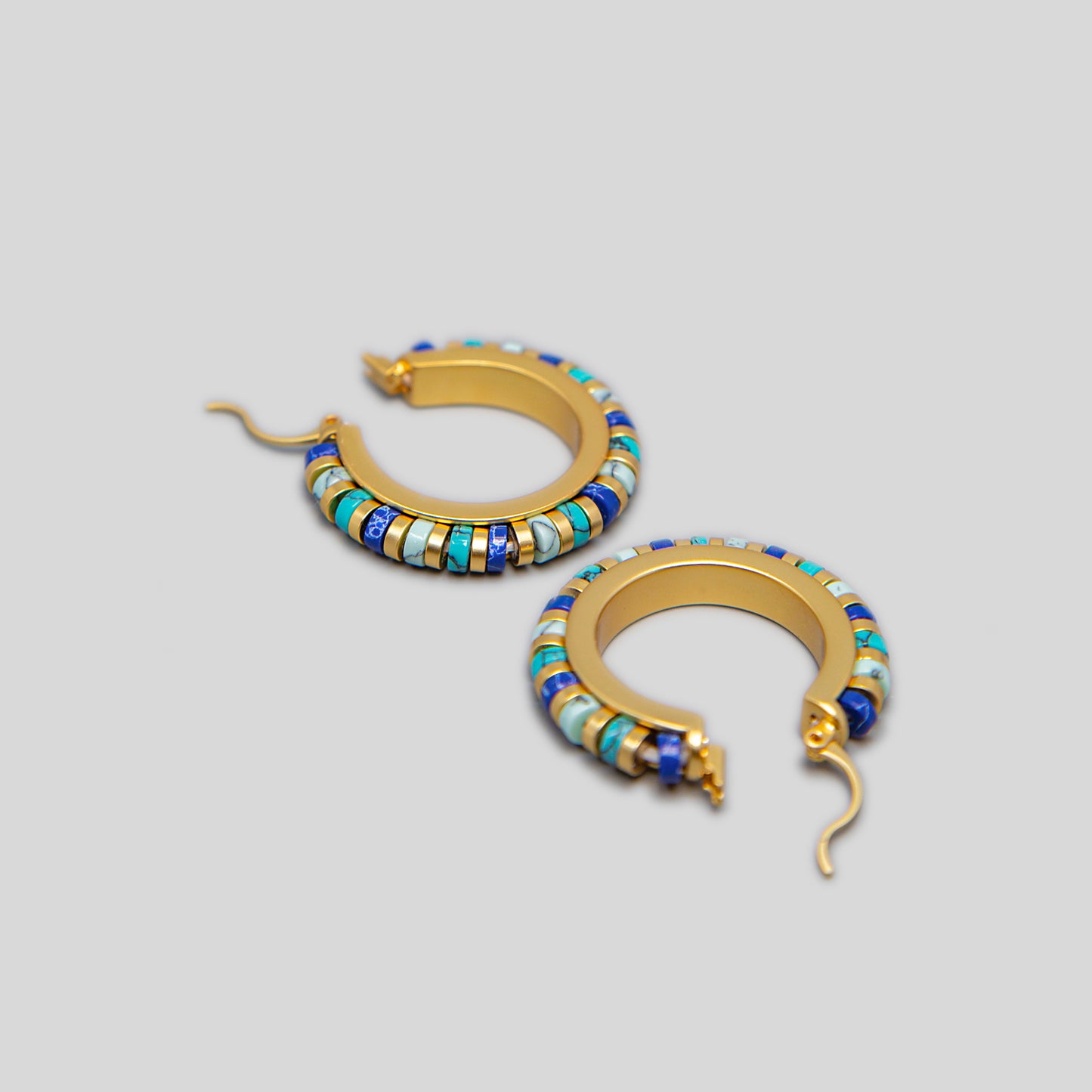Turquoise Beaded Hoops Earrings