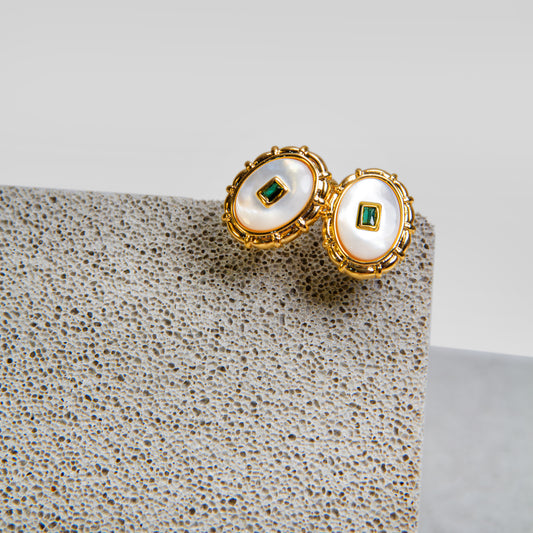 Mother-of-pearl Oval Earrings