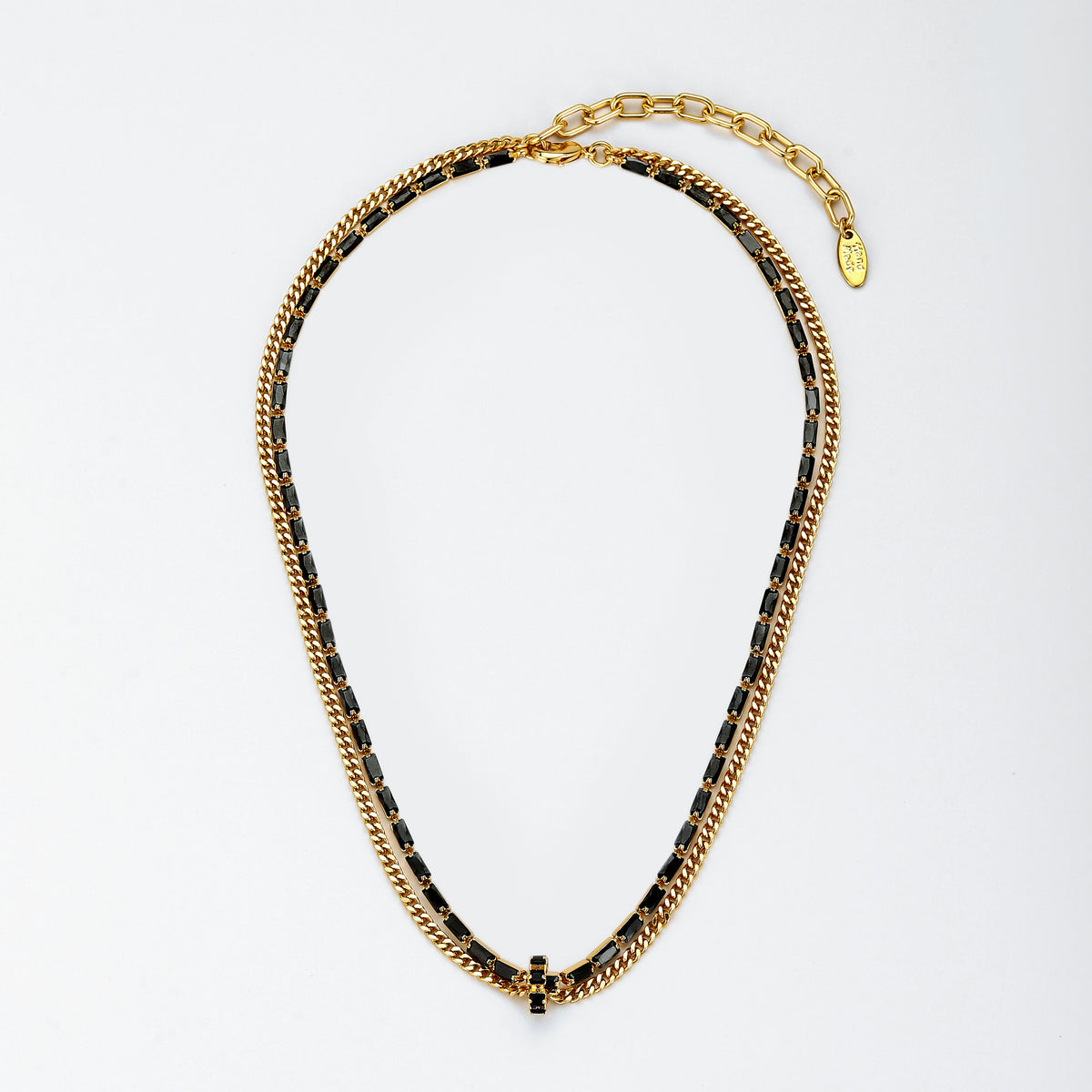 Black Zircon Double-Layer Necklace