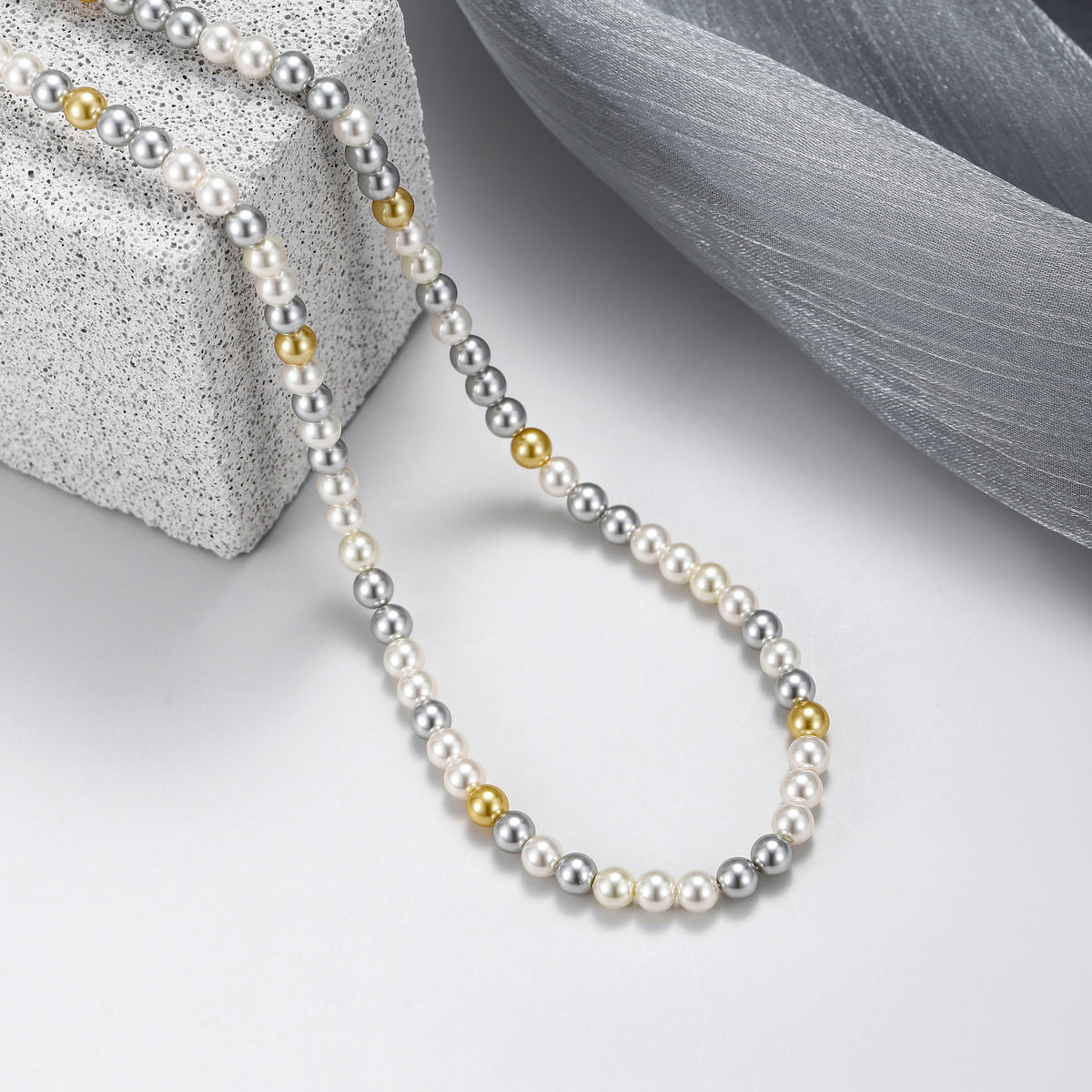 Swarovski colour pearl necklace