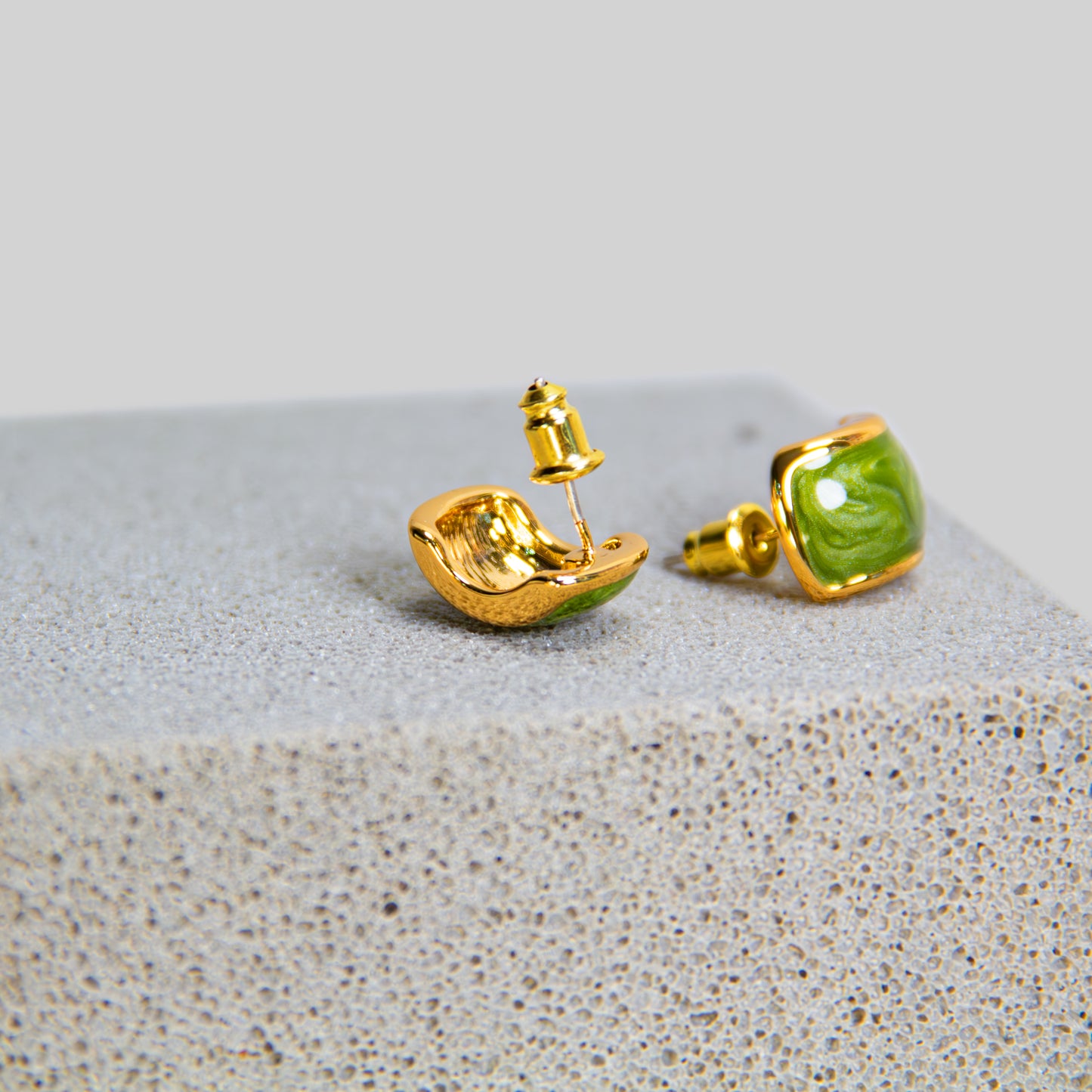 Green Enamelled Earrings