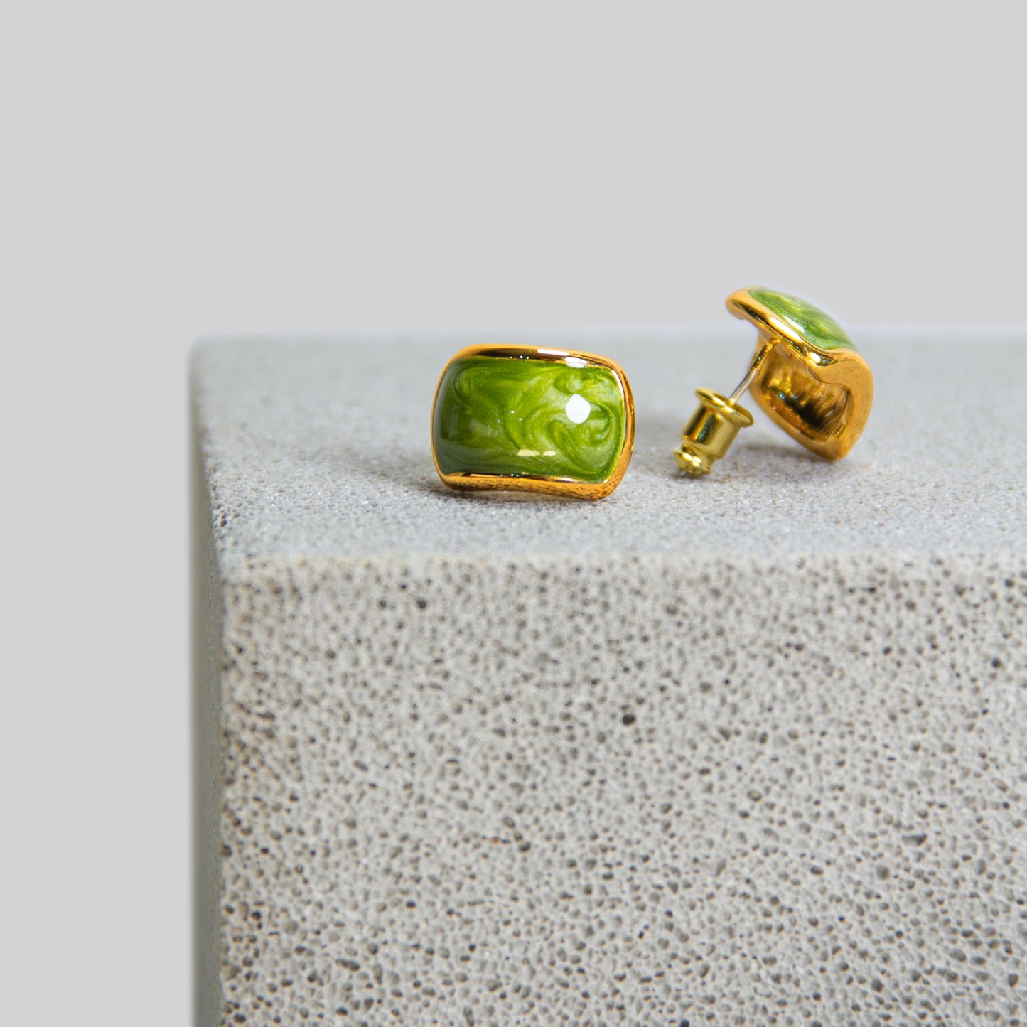 Green Enamelled Earrings