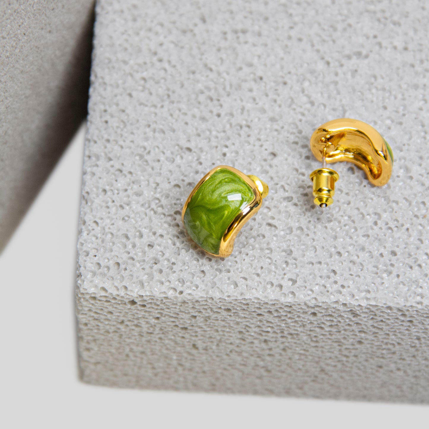 Green Enamelled Earrings